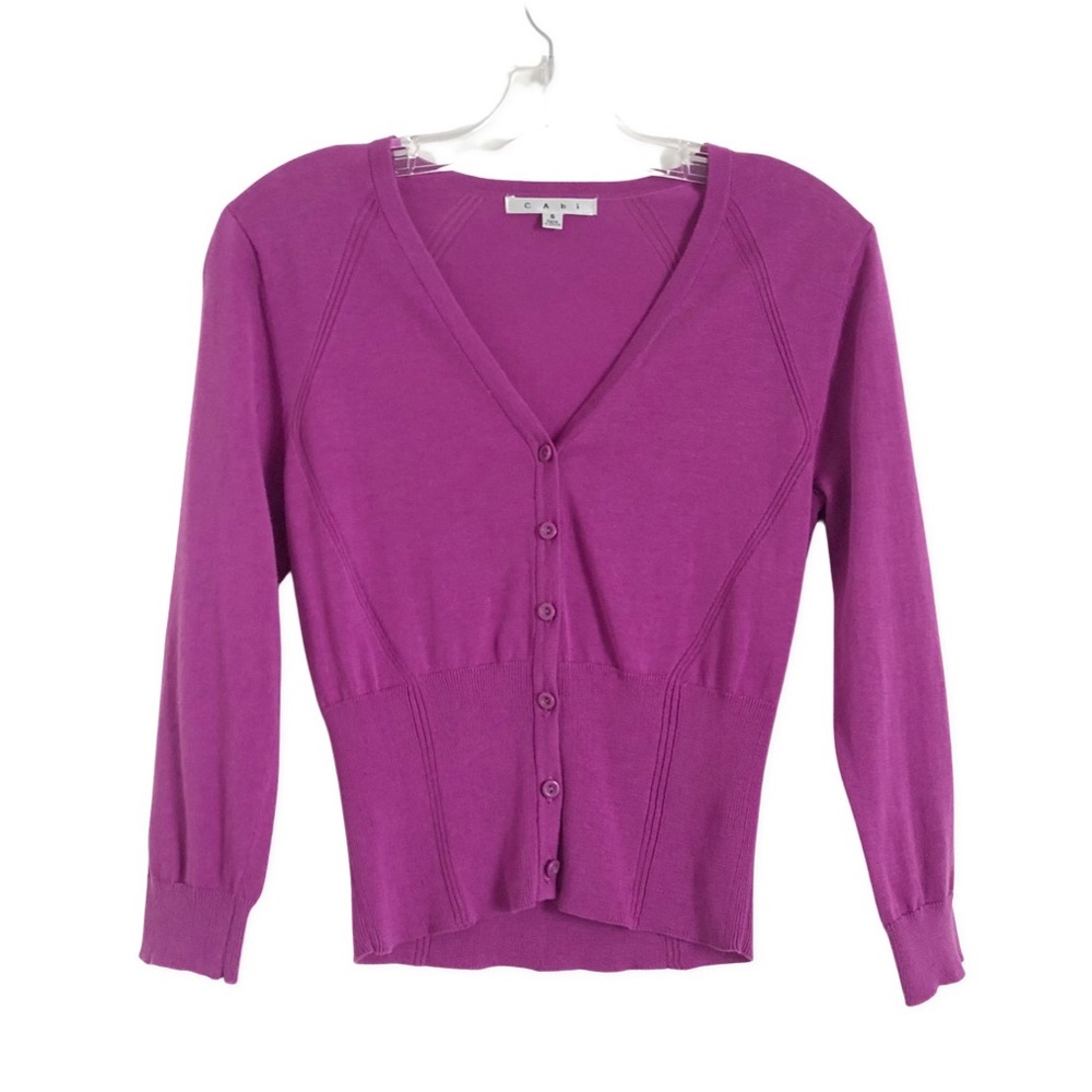 CAbi Purple Button Up Lightweight Cardigan small G19